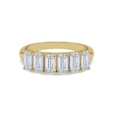 Emerald Cut Half Eternity Wedding Band